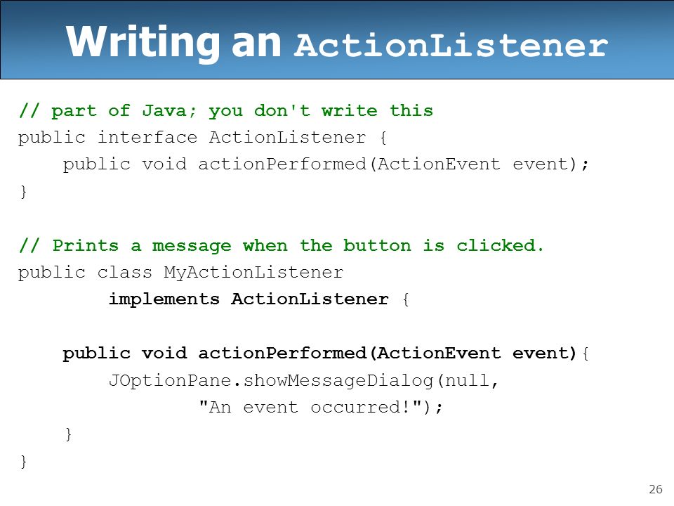 how to write action class in java